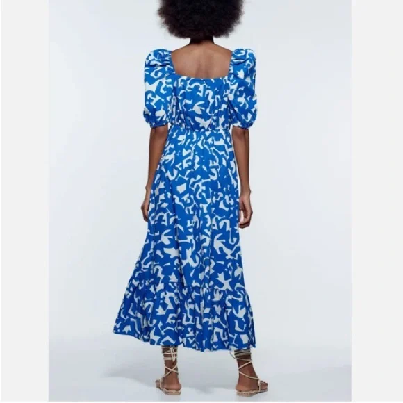 ZARA PRINTED POPLIN DRESS PUFF-SLEEVE Blogger Favorite - Picture 8 of 12